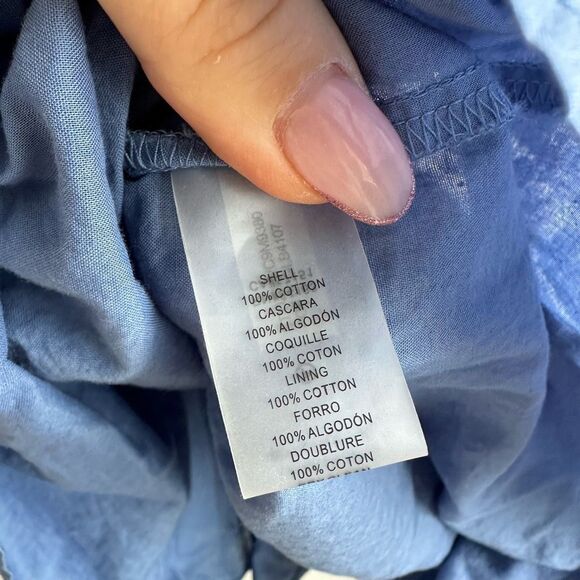 Vince Camuto Blue White Embroidered Tassel Eyelet Summer Resort Size 8 / Medium - Picture 8 of 10